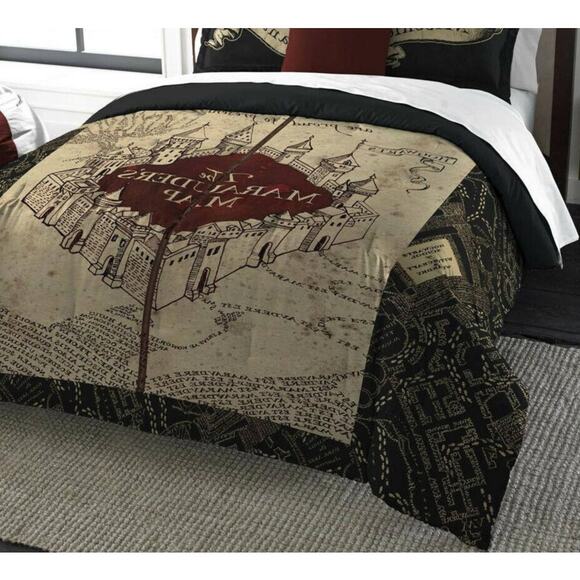 Harry Potter Hogwarts The Marauders Map Guide Full size Comforter beadspread - Picture 1 of 6